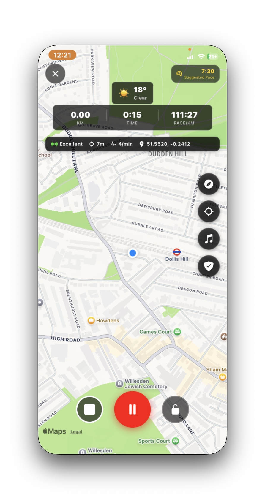 Nolimits Evolution app — run tracking