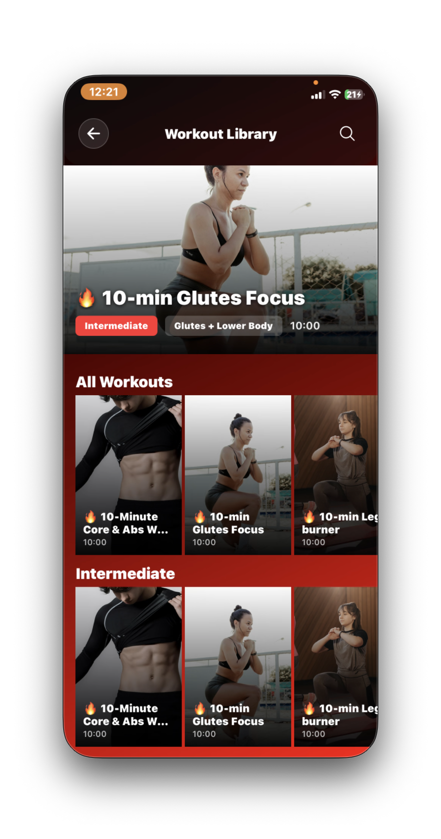 Nolimits Evolution app — workout library